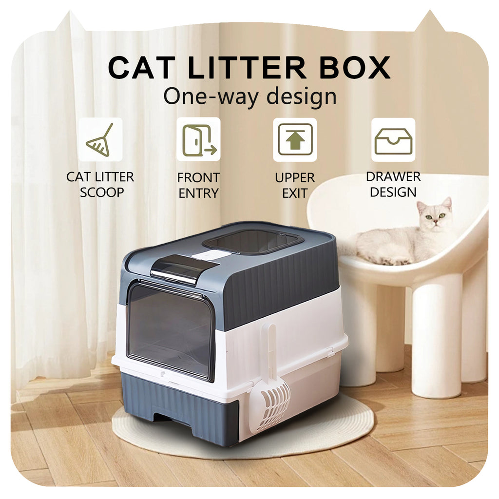 Large Capacity Cat Litter Box - Easy To Clean, Odorless, Leak Proof
