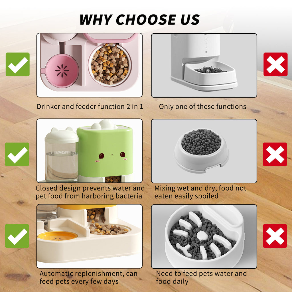 Cat Feeder. Water. Dry food