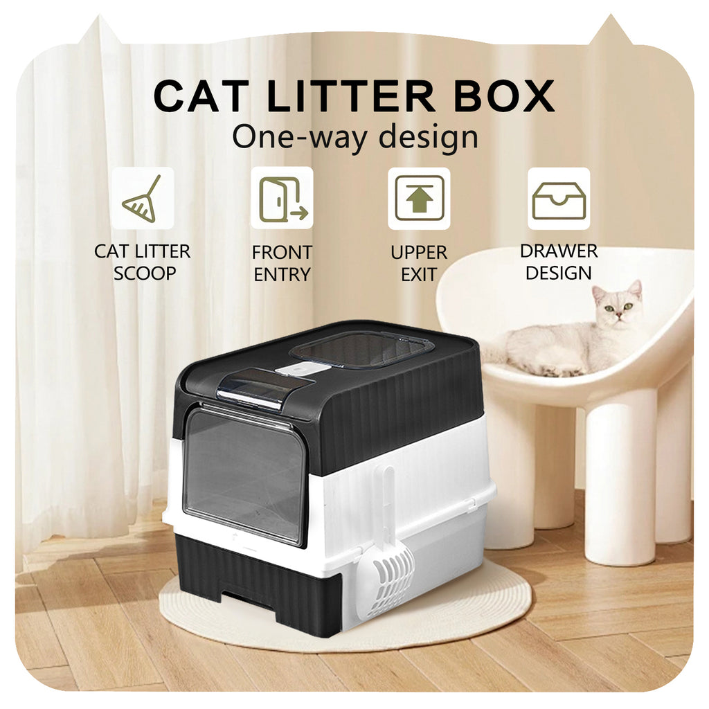 Large Capacity Cat Litter Box - Easy To Clean, Odorless, Leak Proof