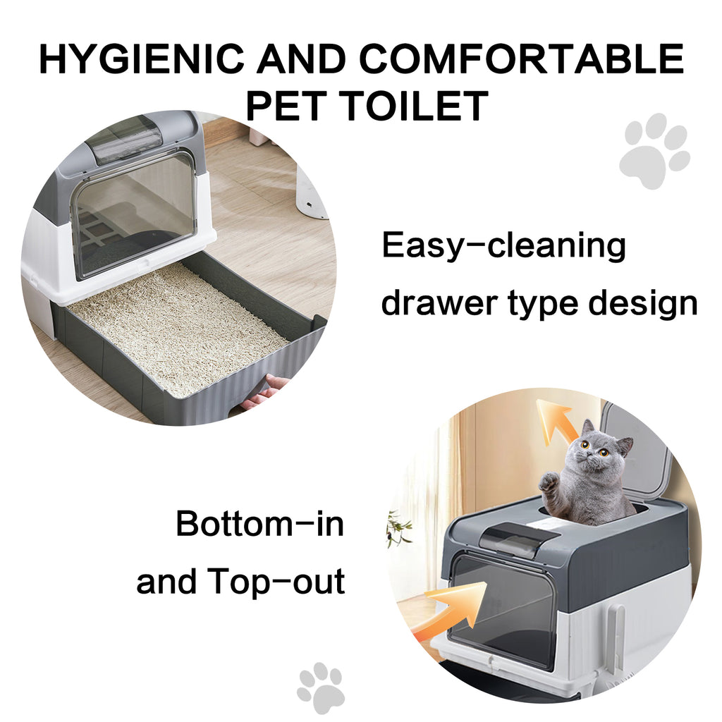 Large Capacity Cat Litter Box - Easy To Clean, Odorless, Leak Proof