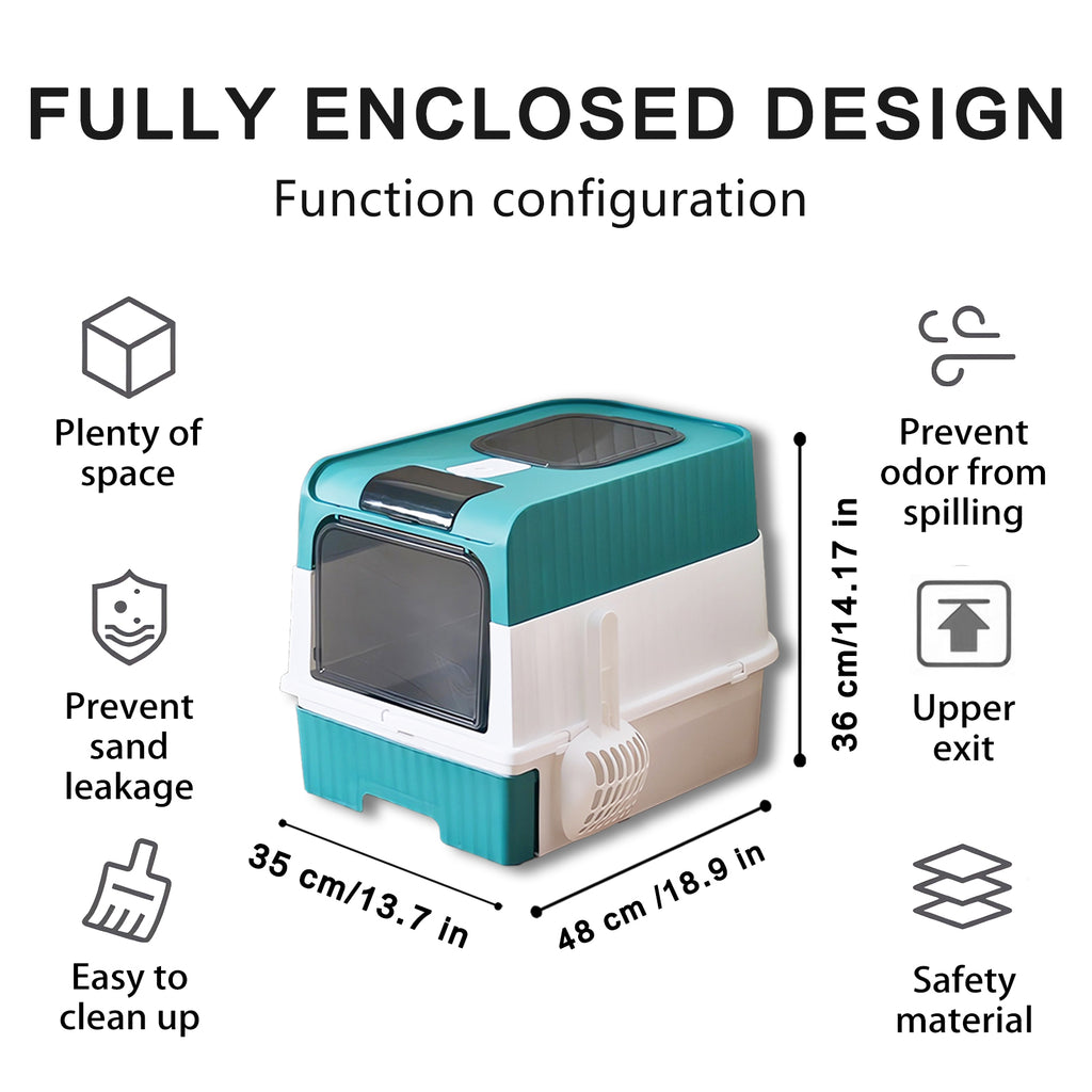 Large Capacity Cat Litter Box - Easy To Clean, Odorless, Leak Proof
