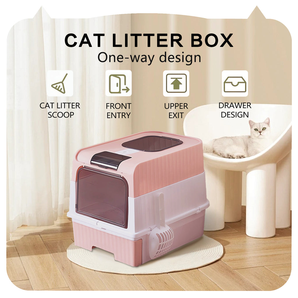 Large Capacity Cat Litter Box - Easy To Clean, Odorless, Leak Proof