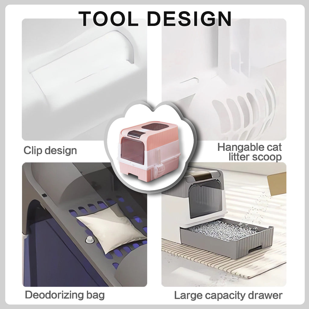 Large Capacity Cat Litter Box - Easy To Clean, Odorless, Leak Proof