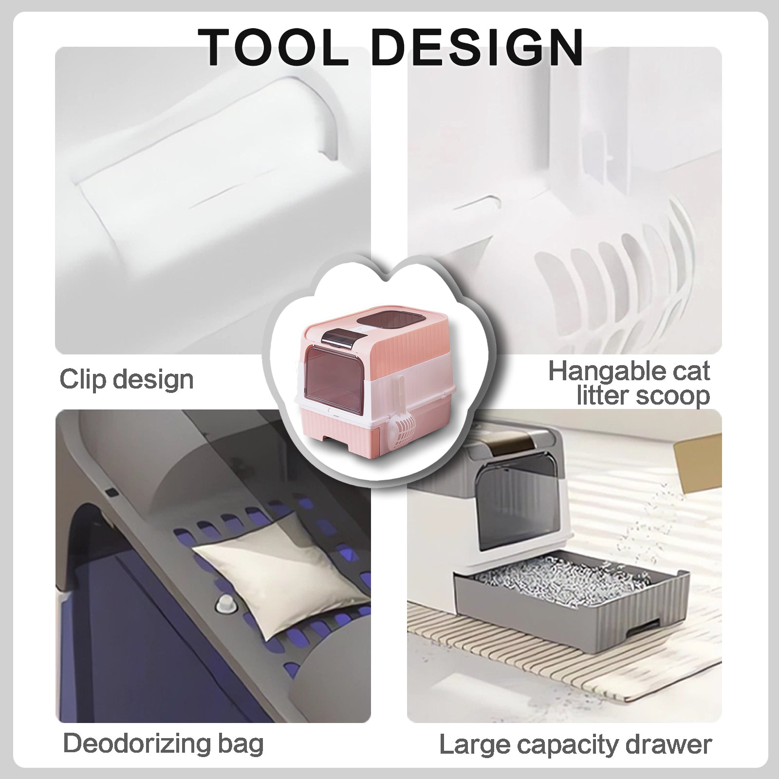 Large Capacity Cat Litter Box - Easy To Clean, Odorless, Leak Proof